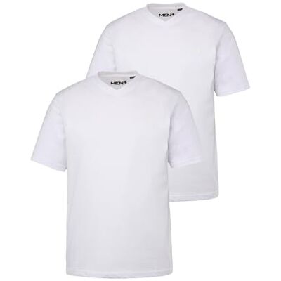 Men Plus Herren große Größen Übergrößen Menswear L-8XL T-Shirt, Basic, 2er-Pack, Halbarm, V-Ausschnitt schneeweiß L 836299200-L Men Plus Herren große Größen Übergrößen Menswear L-8XL T-Shirt, Basic, 2er-Pack, Halbarm, V-Ausschnitt schneeweiß L 836299200-L