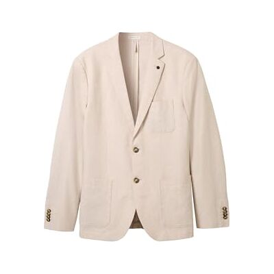 TOM TAILOR Herren Sakko aus Leinen, 35175 Camel Beige Herringbone, 50 TOM TAILOR Herren Sakko aus Leinen, 35175 Camel Beige Herringbone, 50