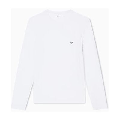 Giorgio Armani Herren-T-Shirt, weiches Modal, langärmelig, Rundhalsausschnitt, Weiß, Größe L, weiß, L Giorgio Armani Herren-T-Shirt, weiches Modal, langärmelig, Rundhalsausschnitt, Weiß, Größe L, weiß, L