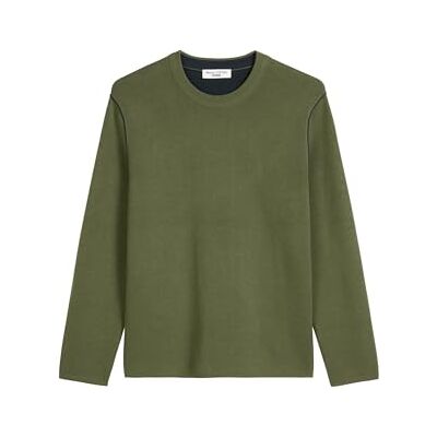 Marc O' Polo Marc OߴPolo Denim Herren Pullover mit Stretch-Anteil Regular Fit, Grün (Dark Moss), M Marc O' Polo Marc OߴPolo Denim Herren Pullover mit Stretch-Anteil Regular Fit, Grün (Dark Moss), M