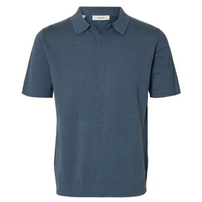 SELECTED MEN Herren Slhmattis Ss Linen Blend Open Polo Noos, Blue Mirage, XL SELECTED MEN Herren Slhmattis Ss Linen Blend Open Polo Noos, Blue Mirage, XL