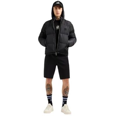 Armani Exchange Herren-Langarm-T-Shirt mit kleinem Symbol-Logo, Schwarz, X-Klein Armani Exchange Herren-Langarm-T-Shirt mit kleinem Symbol-Logo, Schwarz, X-Klein