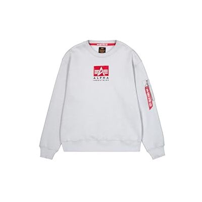 Alpha Herren Satin Logo Sweatshirt, Pastel Grey, L Alpha Herren Satin Logo Sweatshirt, Pastel Grey, L