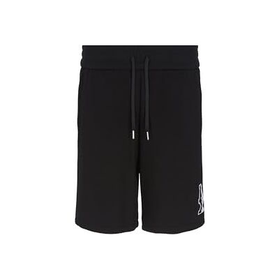 Armani Exchange Men's The Grid, Sustainable, Flock Logo Patch Bermuda Shorts Black/Off White, XS Armani Exchange Men's The Grid, Sustainable, Flock Logo Patch Bermuda Shorts Black/Off White, XS