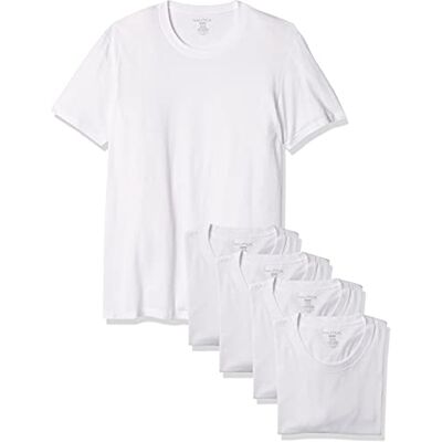 Nautica Herren 5er-Pack T-Shirts aus Baumwolle mit Rundhalsausschnitt Polohemd, Weiß, 5 Stück, Mittel Nautica Herren 5er-Pack T-Shirts aus Baumwolle mit Rundhalsausschnitt Polohemd, Weiß, 5 Stück, Mittel