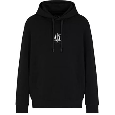 Armani Exchange Men's, Icon Project, Embroidered Logo Hooded Sweatshirt, Black, XL Armani Exchange Men's, Icon Project, Embroidered Logo Hooded Sweatshirt, Black, XL