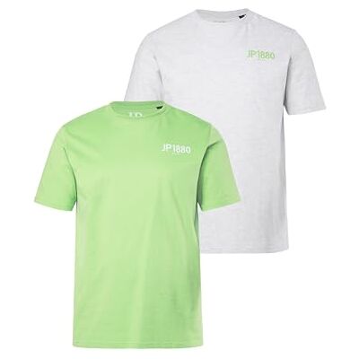 JP 1880 Herren große Größen Übergrößen Menswear L-8XL T-Shirts, 2er-Pack, Halbarm, Brust-Print lindgrün 4XL 846170410-4XL JP 1880 Herren große Größen Übergrößen Menswear L-8XL T-Shirts, 2er-Pack, Halbarm, Brust-Print lindgrün 4XL 846170410-4XL