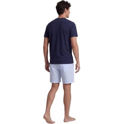 SILBON Kurzer Schlafanzug mit Tasche, gestreift, Marineblau, Marineblau, M/XL SILBON Kurzer Schlafanzug mit Tasche, gestreift, Marineblau, Marineblau, M/XL