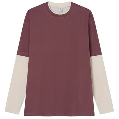 Springfield Basic-T-Shirt, quadratisch, L/S, doppelärmlig, mit Baumstickerei am Saum, Korinth, L Springfield Basic-T-Shirt, quadratisch, L/S, doppelärmlig, mit Baumstickerei am Saum, Korinth, L