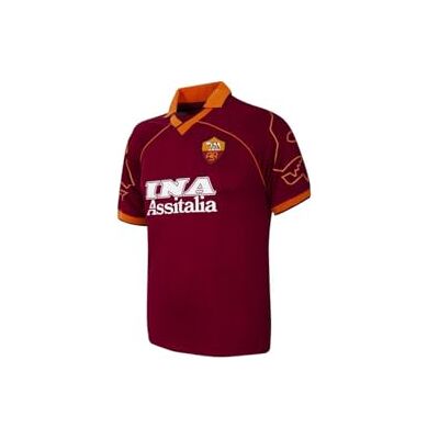 AS Roma 1999-00 Retro Football Shirt T-Shirt Unisex Erwachsene (1er Pack), rot, XXL-3XL AS Roma 1999-00 Retro Football Shirt T-Shirt Unisex Erwachsene (1er Pack), rot, XXL-3XL