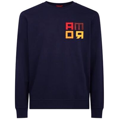 AS Roma NICOMAX Crewneck RomaAmor Embroidery Stickerei Groß M, blau, M AS Roma NICOMAX Crewneck RomaAmor Embroidery Stickerei Groß M, blau, M