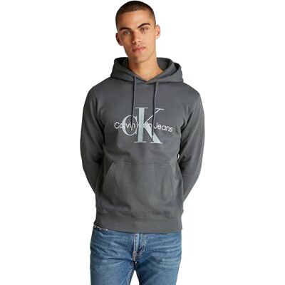 Calvin Jeans Herren Hoodie Seasonal Monologo Regular mit Kapuze, Grau (Endless Grey), 6XL Calvin Jeans Herren Hoodie Seasonal Monologo Regular mit Kapuze, Grau (Endless Grey), 6XL