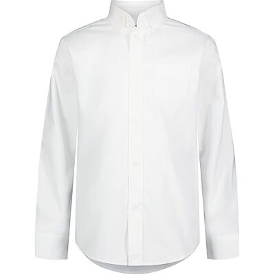 Izod Uniform Young Herren-Oxford-Hemd mit Langen Ärmeln und Knopfleiste, Weiss/opulenter Garten, 40-41 Izod Uniform Young Herren-Oxford-Hemd mit Langen Ärmeln und Knopfleiste, Weiss/opulenter Garten, 40-41
