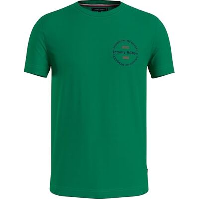Tommy Hilfiger Herren T-Shirt Kurzarm Hilfiger Roundle Tee Rundhalsausschnitt, Grün (Olympic Green), XXL Tommy Hilfiger Herren T-Shirt Kurzarm Hilfiger Roundle Tee Rundhalsausschnitt, Grün (Olympic Green), XXL