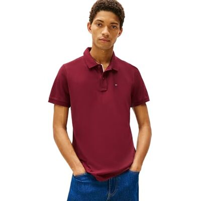 Tommy Jeans Herren Poloshirt Kurzarm Slim Placket Slim Fit, Rot (Red Wine), XL Tommy Jeans Herren Poloshirt Kurzarm Slim Placket Slim Fit, Rot (Red Wine), XL