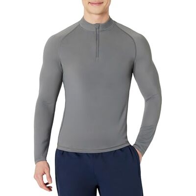 Amazon Herren Langärmliges Rashguard-Shirt mit Viertelreißverschluss, Dunkelgrau, XL Amazon Herren Langärmliges Rashguard-Shirt mit Viertelreißverschluss, Dunkelgrau, XL