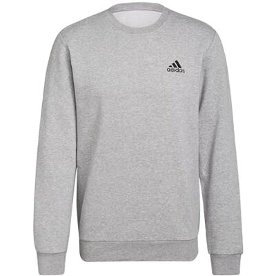 Adidas Herren Feelcozy Essentials Fleece Sweatshirt , Medium Grey Heather / Black, S Adidas Herren Feelcozy Essentials Fleece Sweatshirt , Medium Grey Heather / Black, S