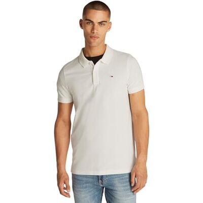 Tommy Jeans Herren Poloshirt Kurzarm Placket Slim Fit, Weiß (Ecru), XS Tommy Jeans Herren Poloshirt Kurzarm Placket Slim Fit, Weiß (Ecru), XS