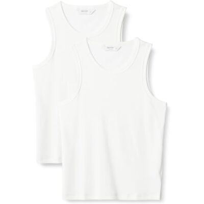 Amazon Herren Slim-Fit-Tanktop Mit Rippstrick, 2er-Pack, Weiß, XL Amazon Herren Slim-Fit-Tanktop Mit Rippstrick, 2er-Pack, Weiß, XL