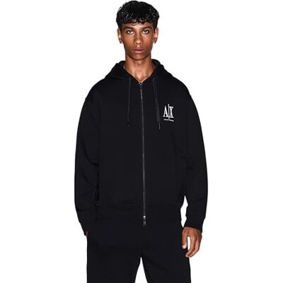 Armani Exchange Men's, Icon Project, emboidered Logo, Full Zip Hooded Sweatshirt, Black, XL Armani Exchange Men's, Icon Project, emboidered Logo, Full Zip Hooded Sweatshirt, Black, XL