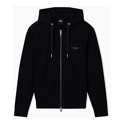 Armani Exchange Men's Genuine Cotton, Zipped, Long Sleeve Side Logo Hooded Sweatshirt, Black, S Armani Exchange Men's Genuine Cotton, Zipped, Long Sleeve Side Logo Hooded Sweatshirt, Black, S