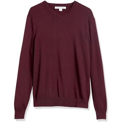 Amazon Herren V-Ausschnitt Pullover aus Baumwolle, Normale Passform, Burgundy, S Amazon Herren V-Ausschnitt Pullover aus Baumwolle, Normale Passform, Burgundy, S