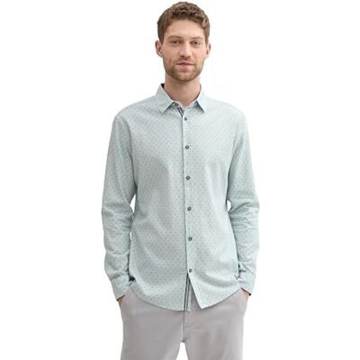 TOM TAILOR Herren Tailliertes Hemd mit Alloverprint,36022 Light Blue Circle Design, M TOM TAILOR Herren Tailliertes Hemd mit Alloverprint,36022 Light Blue Circle Design, M