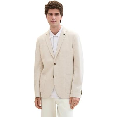 TOM TAILOR Herren Jersey Piqué Sakko mit Stretch, Light beige Melange, 44 TOM TAILOR Herren Jersey Piqué Sakko mit Stretch, Light beige Melange, 44