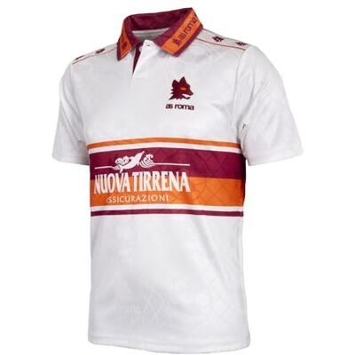 AS Roma 1994-95 Away Retro Football Shirt T-Shirt Unisex Erwachsene (1er Pack), Weiß, XXL-3XL AS Roma 1994-95 Away Retro Football Shirt T-Shirt Unisex Erwachsene (1er Pack), Weiß, XXL-3XL