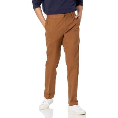 Amazon Herren-Chinohose, schmale Passform, knitterfrei, Flache Vorderseite, Dunkles Khakibraun, 29W x 32L Amazon Herren-Chinohose, schmale Passform, knitterfrei, Flache Vorderseite, Dunkles Khakibraun, 29W x 32L