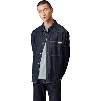 Calvin Klein Herren Jeanshemd Regular Denim Shirt Brusttasche, Blau (Denim Dark), S Calvin Klein Herren Jeanshemd Regular Denim Shirt Brusttasche, Blau (Denim Dark), S