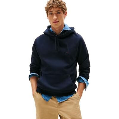 Tommy Hilfiger Herren Hoodie Essential Terry mit Bauchtasche, Blau (Desert Sky), XXL Tommy Hilfiger Herren Hoodie Essential Terry mit Bauchtasche, Blau (Desert Sky), XXL