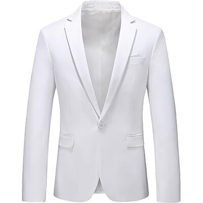 MOGU Herren-Blazer, schmale Passform, Sportmäntel, 26 Farben, Anzugjacke für den Alltag, Business und Abschlussball, Weiss/opulenter Garten, 50 MOGU Herren-Blazer, schmale Passform, Sportmäntel, 26 Farben, Anzugjacke für den Alltag, Business und Abschlussball, Weiss/opulenter Garten, 50