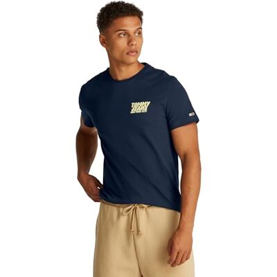 Tommy Jeans Herren TJM Slim Bubble Print SS Tee EXT S/S T-Shirt, Blau, Größe S, Blau (Dark Night Navy), S Tommy Jeans Herren TJM Slim Bubble Print SS Tee EXT S/S T-Shirt, Blau, Größe S, Blau (Dark Night Navy), S
