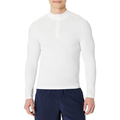 Amazon Herren Langärmliges Rashguard-Shirt mit Viertelreißverschluss, Weiß, M Amazon Herren Langärmliges Rashguard-Shirt mit Viertelreißverschluss, Weiß, M