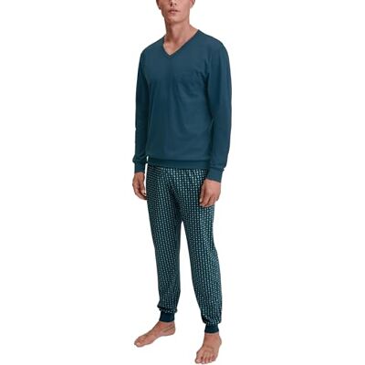 CALIDA Relax Imprint Bündchen-Pyjama Herren, Schlafanzug aus 100% Baumwolle, pflegeleicht, elastisch & formstabil, in Single Jersey deep Petrol 46-48 CALIDA Relax Imprint Bündchen-Pyjama Herren, Schlafanzug aus 100% Baumwolle, pflegeleicht, elastisch & formstabil, in Single Jersey deep Petrol 46-48