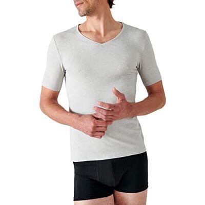 Damart Herren Kurzärmliges T-Shirt aus Thermolactyl-Interlock-Strick mit V-Ausschnitt Thermounterwäsche-Oberteil, Grau Meliert, XS Damart Herren Kurzärmliges T-Shirt aus Thermolactyl-Interlock-Strick mit V-Ausschnitt Thermounterwäsche-Oberteil, Grau Meliert, XS
