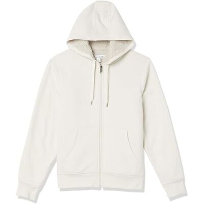 Amazon Herren Hoodie mit Sherpa-Futter und durchgehendem Reißverschluss, Gebrochenes Weiß, L Amazon Herren Hoodie mit Sherpa-Futter und durchgehendem Reißverschluss, Gebrochenes Weiß, L