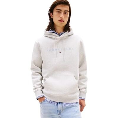 Tommy Jeans Herren Hoodie Linear Logo mit Kapuze, Grau (Lt Grey Htr Multi), XXL Tommy Jeans Herren Hoodie Linear Logo mit Kapuze, Grau (Lt Grey Htr Multi), XXL