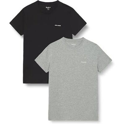 Pepe Jeans Herren M Basic Logo Stretch Pack T-Shirt, Grau (meliertes Grau), XS Pepe Jeans Herren M Basic Logo Stretch Pack T-Shirt, Grau (meliertes Grau), XS