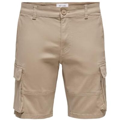 Only & Sons Herren Cargo Short ONSCAM Stage Regular Fit Schwarz Grün Beige, Größe:M, Farbe:Chinchilla 22016689 Only & Sons Herren Cargo Short ONSCAM Stage Regular Fit Schwarz Grün Beige, Größe:M, Farbe:Chinchilla 22016689