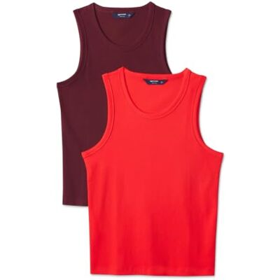 Amazon Herren Slim-Fit-Tanktop Mit Rippstrick, 2er-Pack, Rot/Dunkles Burgunderrot, L Amazon Herren Slim-Fit-Tanktop Mit Rippstrick, 2er-Pack, Rot/Dunkles Burgunderrot, L