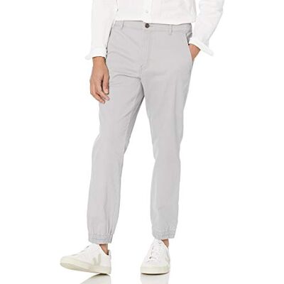 Amazon Herren Chino-Jogginghose mit schmaler Passform, Hellgrau, L Amazon Herren Chino-Jogginghose mit schmaler Passform, Hellgrau, L