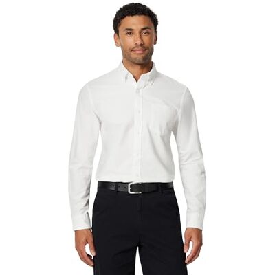 Amazon Herren Langärmeliges Oxford-Hemd mit Tasche, Weiß, L Amazon Herren Langärmeliges Oxford-Hemd mit Tasche, Weiß, L