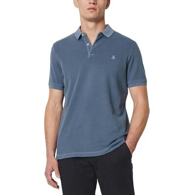 Marc O' Polo Herren Kurzarm-Poloshirt mit Knopfleiste Shaped Fit, Blau (Moon Stone), S Marc O' Polo Herren Kurzarm-Poloshirt mit Knopfleiste Shaped Fit, Blau (Moon Stone), S