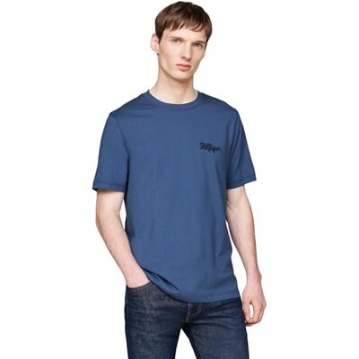 Tommy Hilfiger Herren T-Shirt Kurzarm Rundhalsausschnitt, Blau (Aegean Sea), XS Tommy Hilfiger Herren T-Shirt Kurzarm Rundhalsausschnitt, Blau (Aegean Sea), XS