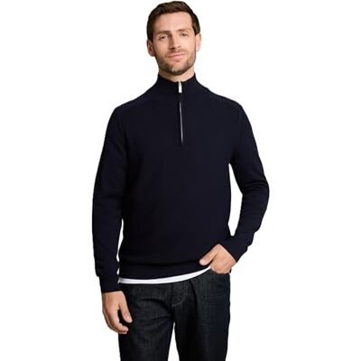 TOM TAILOR Herren 1047569 Troyer Strickpullover mit Logo-Stickerei TOM TAILOR Herren 1047569 Troyer Strickpullover mit Logo-Stickerei