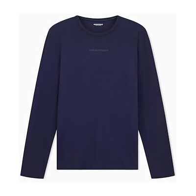 Giorgio Armani Herren-T-Shirt, Stretch-Piquet, langärmelig, Rundhalsausschnitt, Blau, Größe M, blau, M Giorgio Armani Herren-T-Shirt, Stretch-Piquet, langärmelig, Rundhalsausschnitt, Blau, Größe M, blau, M