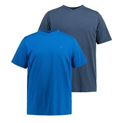 JP 1880 Herren große Größen Übergrößen Menswear L-8XL T-Shirts, Basic, 2er-Pack, V-Ausschnitt, Halbarm blau L 711318730-L JP 1880 Herren große Größen Übergrößen Menswear L-8XL T-Shirts, Basic, 2er-Pack, V-Ausschnitt, Halbarm blau L 711318730-L