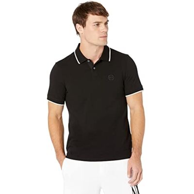 Armani Exchange Herren Double Stripe Poloshirt, Schwarz, M Armani Exchange Herren Double Stripe Poloshirt, Schwarz, M